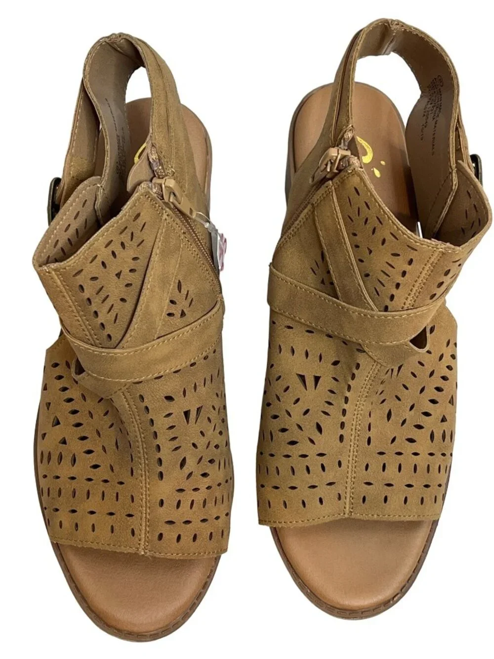 Justice Girls Size 8 Brown Faux Suede Open Toe Block Heel Sandals